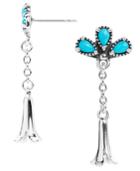 American West Sleeping Beauty Turquoise Squash Blossom Earrings In Sterling Silver