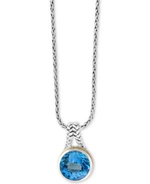 Final Call By Effy Blue Topaz 18 Pendant Necklace (14-3/8 Ct. T.w.) In Sterling Silver & 18k Gold