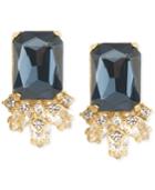 Carolee Gold-tone Blue Crystal Stud Earrings