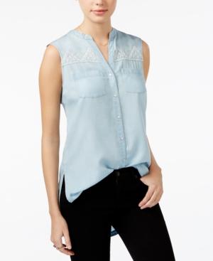 American Rag Embroidered Chambray High-low Tunic, Only At Macy's