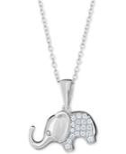 Diamond Elephant Pendant Necklace (1/8 Ct. T.w.) In Sterling Silver