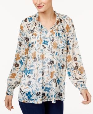 Style & Co Sante Fe Sheer Smocked Top, Created For Macy's