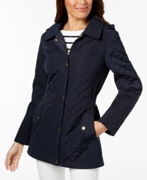 Jones New York Petite Hooded Quilted Coat