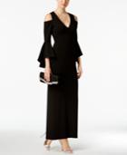 Xscape Bell-sleeve Cold-shoulder Gown