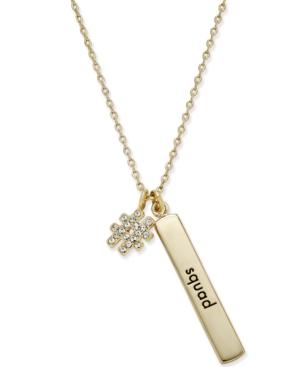 Kate Spade New York Gold-tone Crystal Hashtag Squad Bar Pendant Necklace