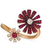 Le Vian Certified Ruby (1/2 Ct. T.w.) & Diamond (1/5 Ct. T.w.) Flower Statement Ring In 14k Rose Gold