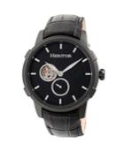 Heritor Automatic Callisto Black Leather Watches 45mm