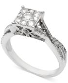 Diamond Square Halo Engagement Ring (3/4 Ct. T.w.) In 14k White Gold
