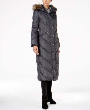 London Fog Faux-fur-trim Down Maxi Coat
