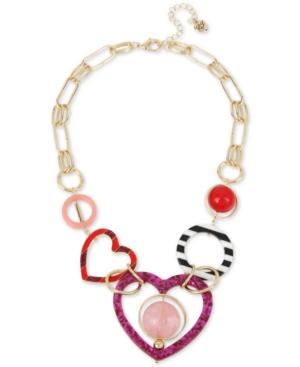 Betsey Johnson Gold-tone Multi-heart & Bead Statement Necklace, 22 + 3 Extender