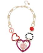 Betsey Johnson Gold-tone Multi-heart & Bead Statement Necklace, 22 + 3 Extender