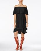 Alice Through The Looking Glass Juniors' Layered Off-the-shoulder A-line Dress