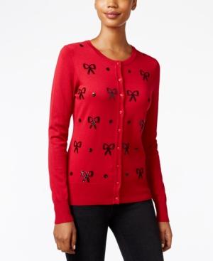 Charter Club Sequined Bow Cardigan, Only At Macy's