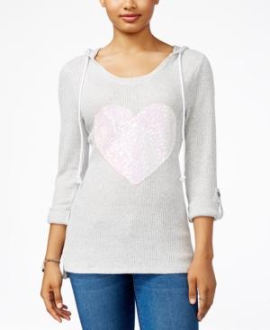 Miss Chievous Juniors' Sequined Heart Hoodie