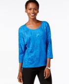 Ny Collection Petite Dolman-sleeve Sequined Hi-low Top