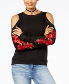 Ultra Flirt Juniors' Embroidered Cold-shoulder Sweatshirt