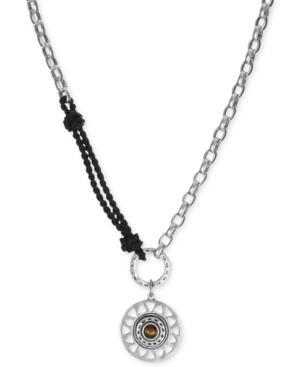 The Sak Silver-tone Tiger's Eye Pendant And Crochet Accent Necklace