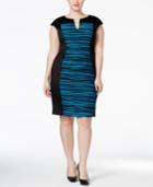 Connected Plus Size Printed Colorblocked Sheath Dress
