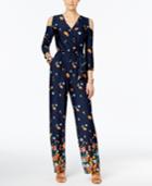 Ny Collection Petite Printed Cold-shoulder Jumpsuit