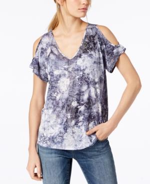 I.n.c. Floral-print Cold-shoulder Top, Created For Macy's