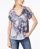 I.n.c. Floral-print Cold-shoulder Top, Created For Macy's