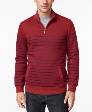 Club Room Men's Striped Quarter Zip Fleece, Only At Macy's