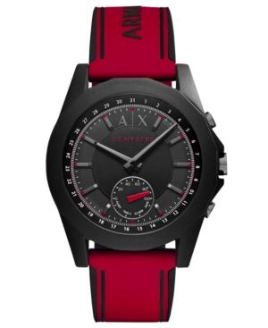 Ax Armani Exchange Men's Connected Red Silicone Strap Hybrid Smart Watch 44mm