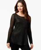 Alfani Petite Shirt-tail-hem Sequinned Sweater, Only At Macy's