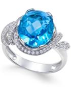 Swiss Blue Topaz (4-9/10 Ct. T.w.) And White Topaz (1/3 Ct. T.w.) Ring In Sterling Silver