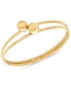 Polished Double Beaded Bangle In 14k Gold