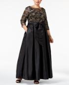 Alex Evenings Plus Size Sequined Floral Lace Gown