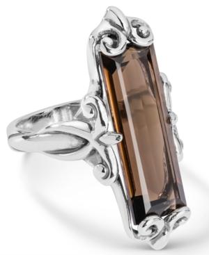 Carolyn Pollack Brown Quartz Faceted Rectangle Ring