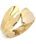 Touch Of Silver Bypass Bangle Bracelet In 14k Gold-plating