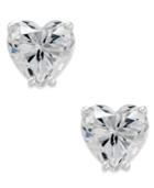 Arabella Swarovski Zirconia Heart Stud Earrings In 14k White Gold