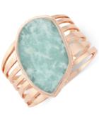 Vince Camuto Rose Gold-tone Large Green Stone Cuff Bracelet