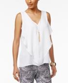 Thalia Sodi Sleeveless Ruffled Necklace Blouse, Created For Macy's