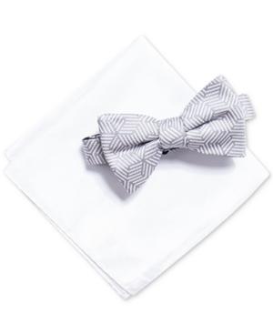 Alfani Men's Geometric Bow Tie & Solid Pocket Square Set, Created For Macy's