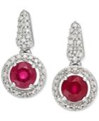 Ruby (1/5 Ct. T.w.) And Diamond (1/5 Ct. T.w.) Earrings In Sterling Silver
