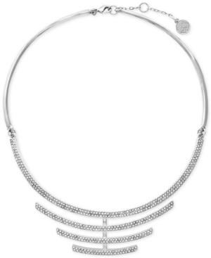 Vince Camuto Silver-tone Multi-level Pave Collar Necklace