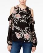 Guess Adler Floral-print Cold-shoulder Top