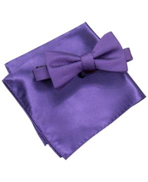 Alfani Men's Purple Pre-tied Bow Tie & Pocket Square Set, Only At Macy's