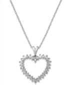 Diamond Heart Pendant Necklace In 10k White Gold (1/4 Ct. T.w.)