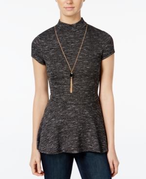 Bcx Juniors' Space-dyed Necklace Peplum Top