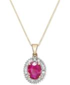 Ruby (1-3/4 Ct. T.w.) And Diamond (1/3 Ct. T.w.) Pendant Necklace In 14k Gold