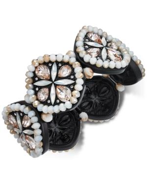 I.n.c. Black-tone Neutral Stone & Bead Stretch Bracelet, Created For Macy's
