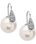 Nina Silver-tone Pave And Imitation Pearl Front-back Earrings