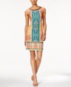 Sandra Darren Printed Embellished Sheath Dress