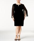 Connected Plus Size Velvet Illusion Angel-sleeve Dress