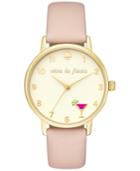 Kate Spade New York Women's Metro Pink Leather Strap Watch 34mm Ksw1310