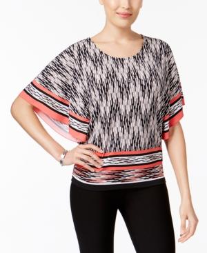 Jm Collection Geo-print Butterfly-sleeve Top, Only At Macy's